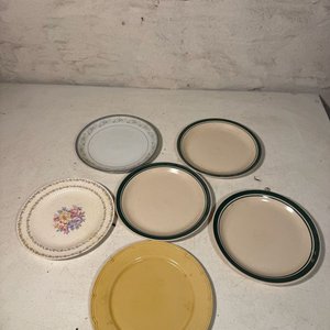 Lote de 6 Platos de Loza Sellados, Uno con Marca "Sterling Ohio" - imagen 2
