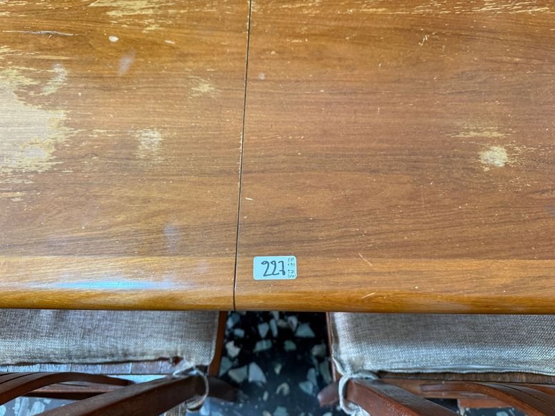 Juego de Comedor de Madera Maciza con Mesa Extensible y 6 Sillas