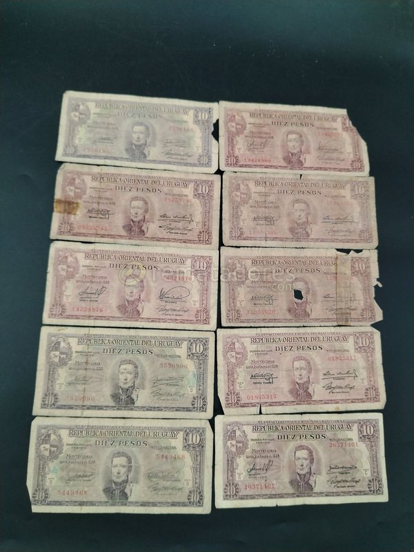 Billetes de 10 Pesos Uruguayos del Banco de la República Oriental del Uruguay