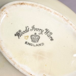 Lote de 5 piezas de loza inglesa Woods Ivory Ware con guarda naranja y flores - imagen 5