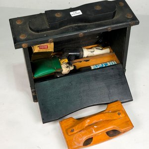Pie de Zapatero Vintage con Accesorios de Madera y Cuero - imagen 3