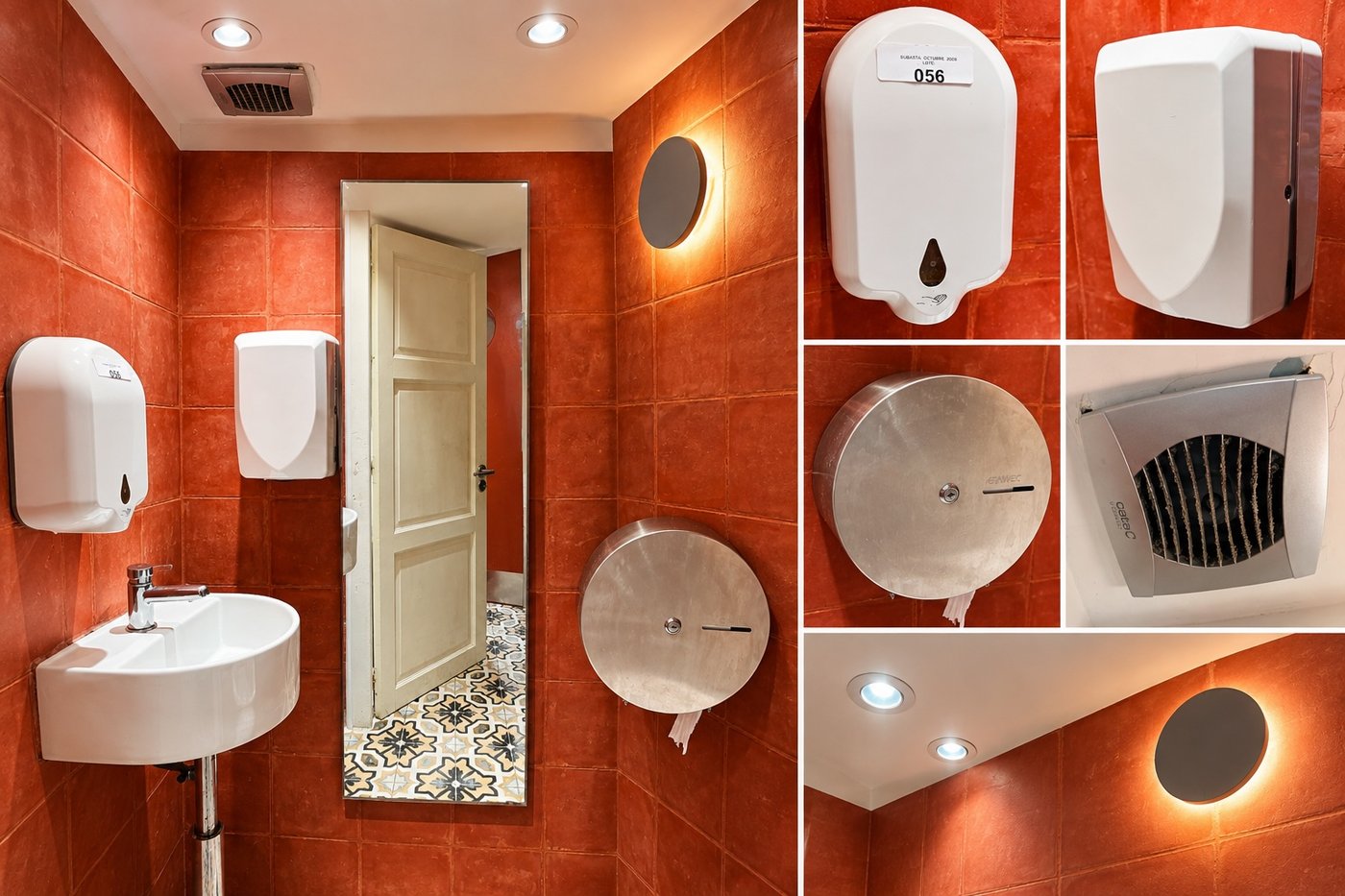 Set de Baño: Extractor, Jabonera Automática, Secamanos Eléctrico, Porta Papel y Luminarias