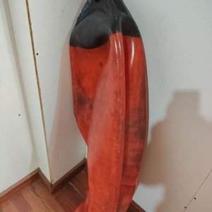 Defensa Náutica Inflable Naranja y Negra Desinflada - imagen 1