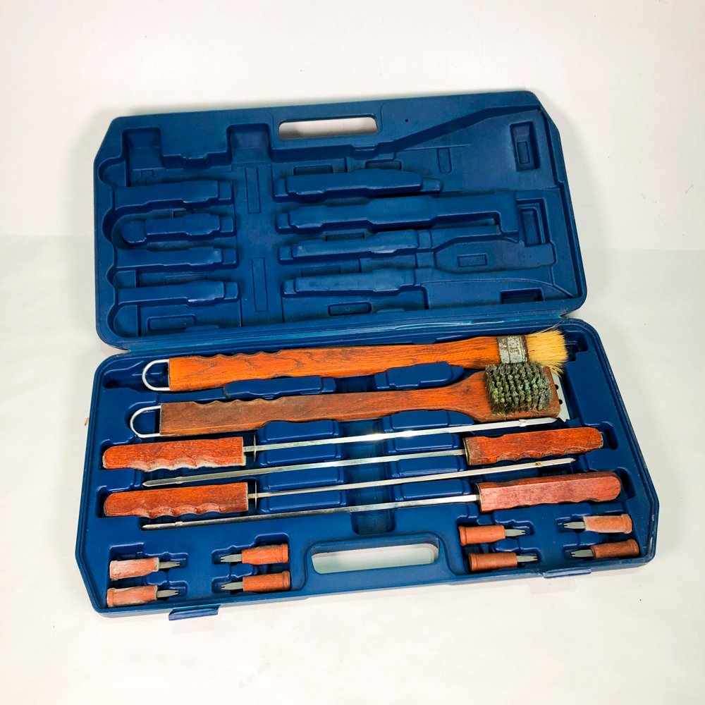 Set de Utensilios para Parrilla en Estuche Azul
