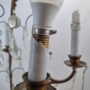 Araña de Techo Antigua Hierro Forjado y Cristal de Roca - imagen 4