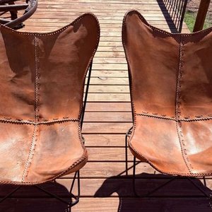 Par de Sillones Marrones Estilo BKF Africanos en Cuero - imagen 10