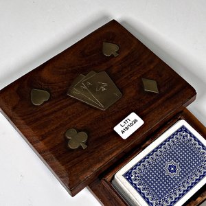 Caja de Madera y Bronce para Cartas con Naipes - imagen 5