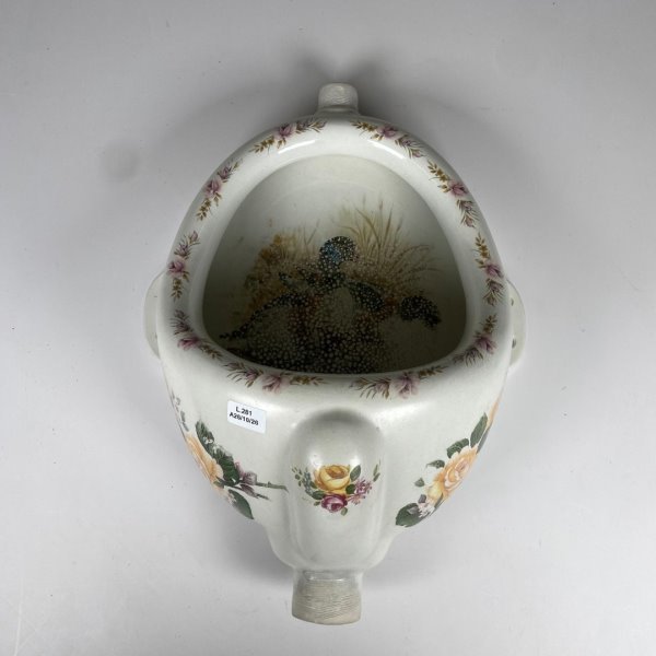 Orinal Victoriano Inglés de Porcelana con Flores y Pato
