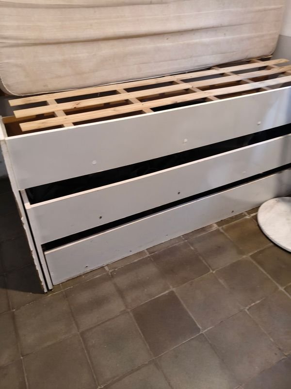 Cama Marinera Triple Blanca Desarmable con Parrillas de Madera