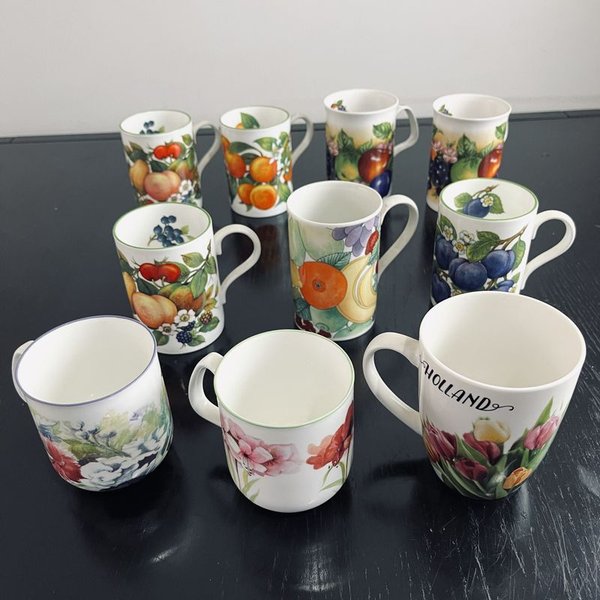 Tazas en porcelana inglesa selladas motivos florales - imagen 1