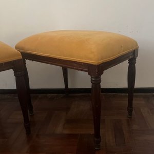 Par de Banquetas Estilo Sheraton Inglesas Tapizado Mostaza - imagen 4