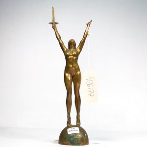 Figura de Dama con Espada en Bronce, 37 cm, Firmada - imagen 4