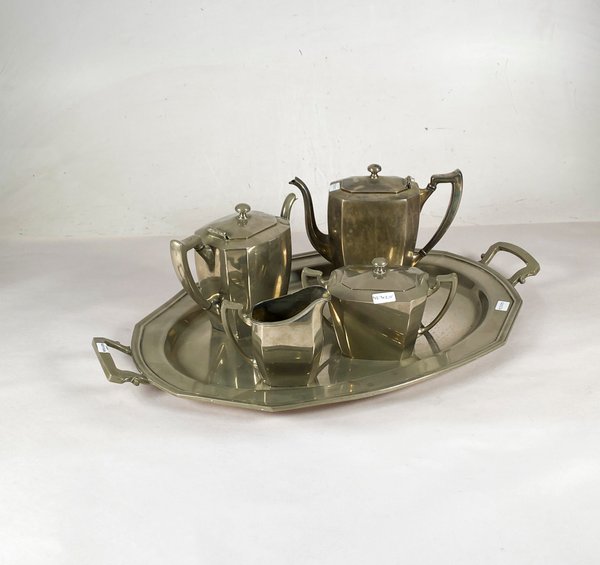 Juego de Servicio Vintage: Cafetera, Lechera, Azucarera y Bandeja - imagen 1