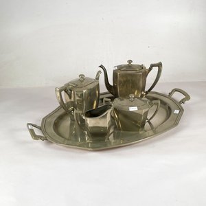 Juego de Servicio Vintage: Cafetera, Lechera, Azucarera y Bandeja - imagen 1