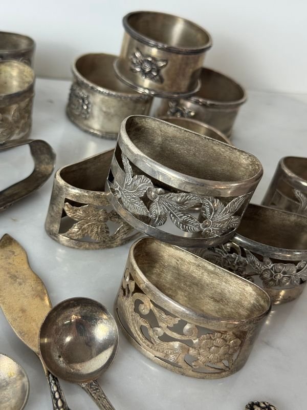 Lotes de cubiertos labrados de plata para postre - imagen 9