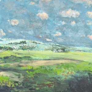 Oleo sobre Fibra "Efecto de Tormenta" - Paisaje Natural con Marco y Certificado - imagen 6