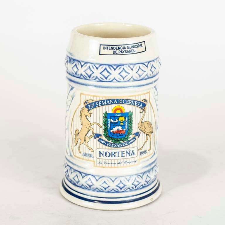Lote siguiente: Jarra de cerveza Norteña 'Semana de la Cerveza' de loza