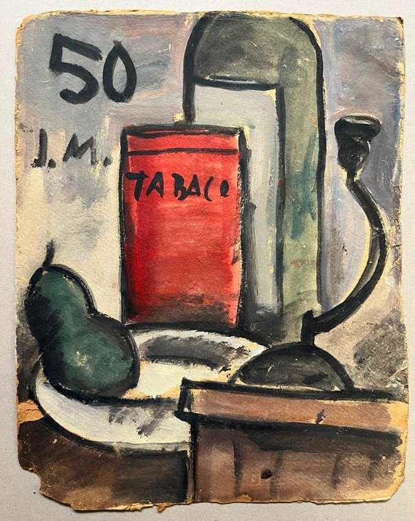 Oleo "Tabaco" de Jonio Montiel, 1950, 35x28 cm