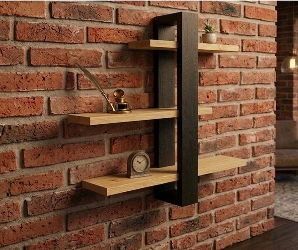 Repisa de Pared Moderna con 3 Estantes de Madera de Pino