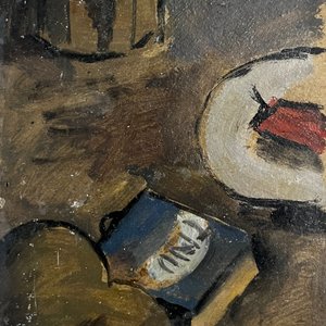 Bodegón de Jonio Montiel, Óleo sobre Cartón Firmado y Fechado en 1950 - imagen 1