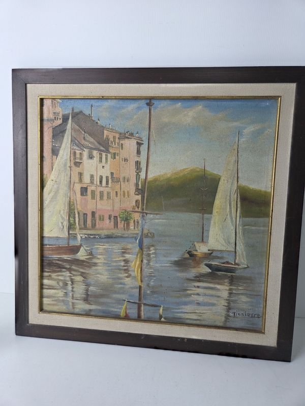 Óleo enmarcado firmado Tissierre, 40x40 - imagen 3