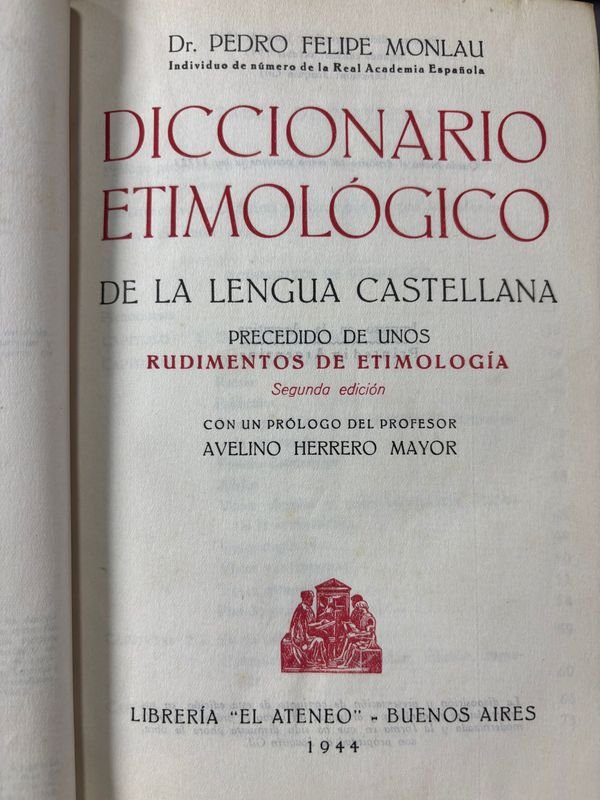 Diccionario Etimológico de la Lengua Castellana 1944 - imagen 2