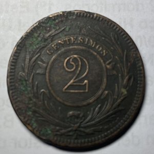 Moneda Antigua de 2 Centésimos de Uruguay - Año 1869 - imagen 1