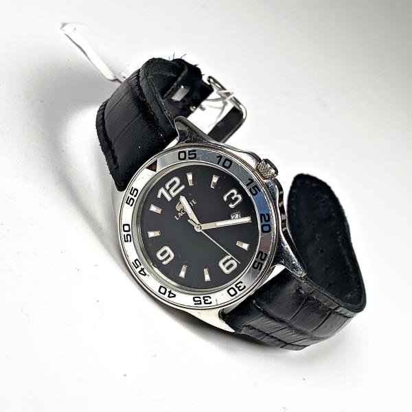 Reloj Pulsera Caballero Lacoste Negro Malla Cuero Funciona