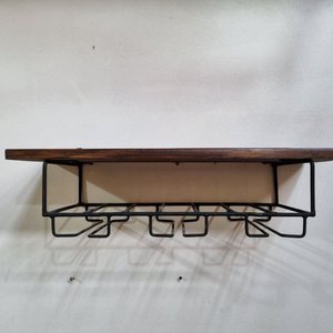 Estante Bodeguero Industrial Vintage Madera y Hierro para Vino y Copas - imagen 2