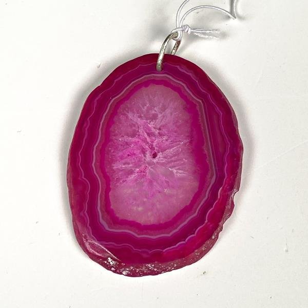 Colgante de Ágata Fucsia con Aro de Plata - imagen 1