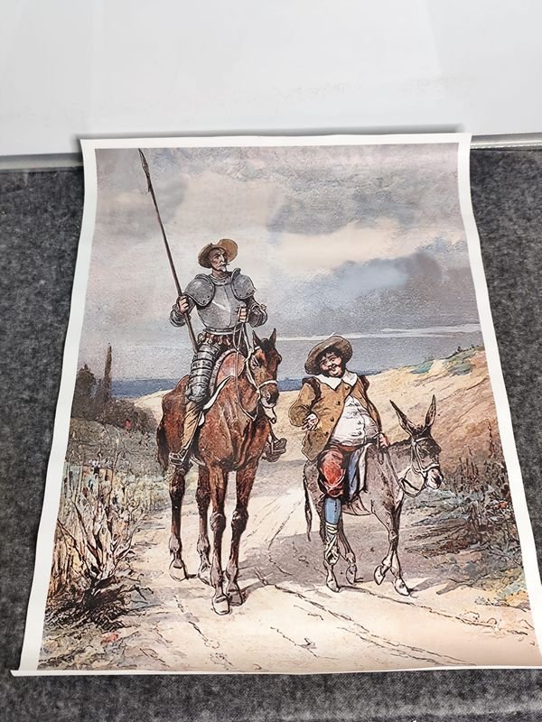 Reimpresión sobre Lienzo "Don Quijote y Sancho Panza"
