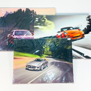 Tres Cuadros Modernos Estampados: Autos Clásicos Mercedes y Porsche - imagen 2