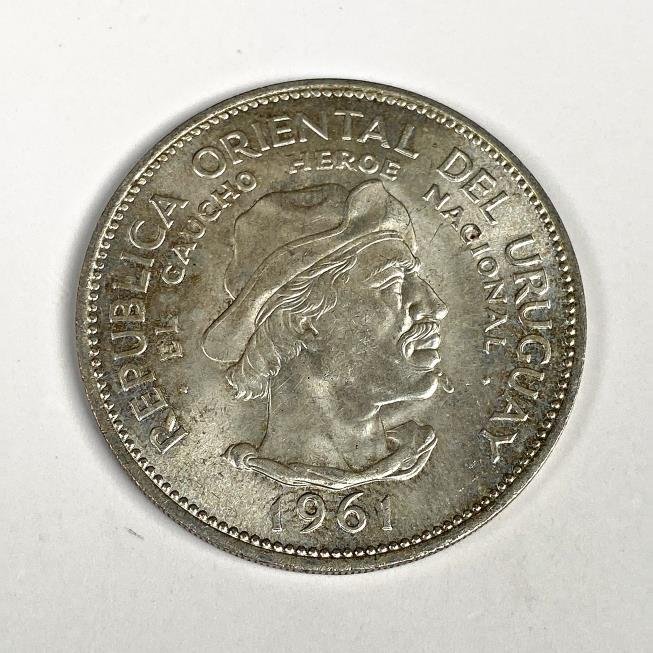 Moneda de Plata "El Gaucho" - República Oriental del Uruguay 1961