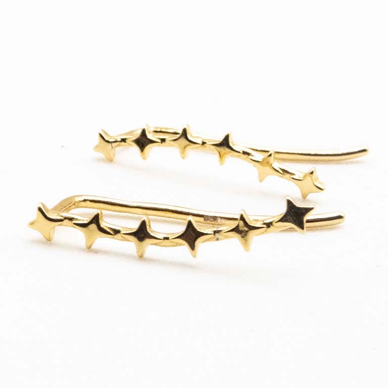 Caravanas de Plata con Baño de Oro Diseño Estrellas