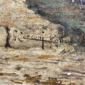 Oleo sobre lienzo firmado Lorenzo Cecconi, marco dorado - imagen 4