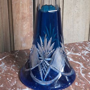 Botellón de Cristal Fino Europeo Tallado Azul y Transparente 44 cm - imagen 2