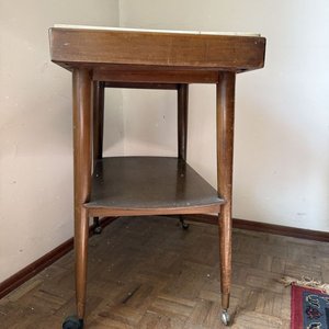 Mesa Auxiliar Clásica con Tapa de Mármol y Ruedas - imagen 9