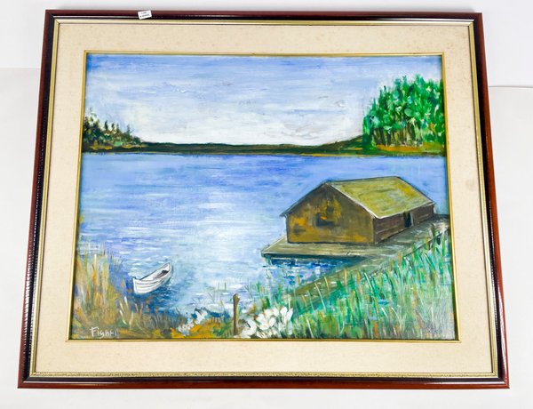 Lote anterior: Pintura oleo sobre fibra de casa y lago