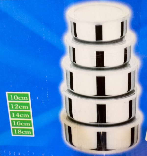 Tres Juegos de 5 Tapers Acero Inoxidable con Tapa Plástico