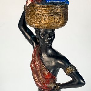 Escultura Dama Africana con Canasto en Yeso - 50 cm - imagen 2