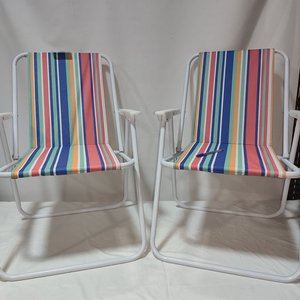 Par de Sillas de Playa Plegables de Caño con Rayas Multicolor - imagen 2