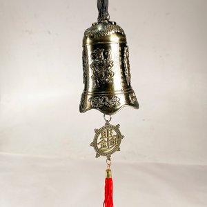 Campana Oriental con Badajo y Adornos Budistas, 10 cm - imagen 3