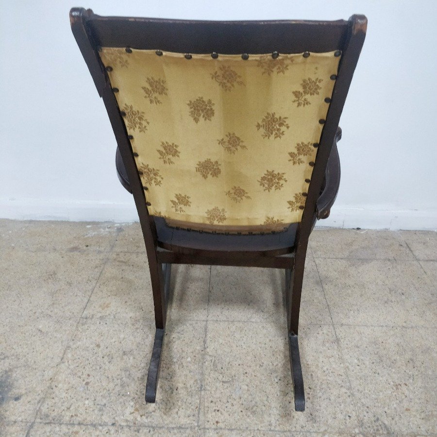 Silla de Roca en Madera Tallada con Asiento y Respaldos Tapizados - imagen 7
