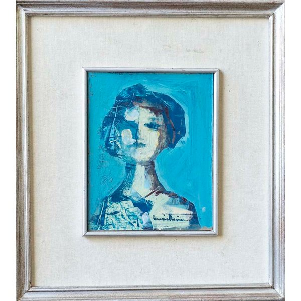 García Reino: Retrato femenino en técnica mixta