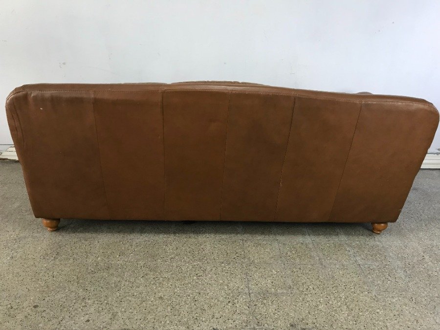 Sillón de 3 cuerpos en cuero natural marrón claro - imagen 3