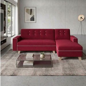 Sofá Chaise Longue Rojo con Ribetes Blancos - imagen 2