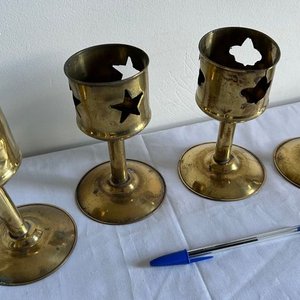Set de 4 Portavelas de Bronce con Estrellas - imagen 2