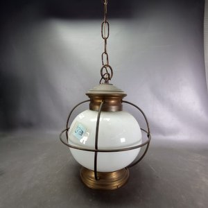 Colgante Estilo Náutico Globo Opalina con Jaula Bronce - imagen 6