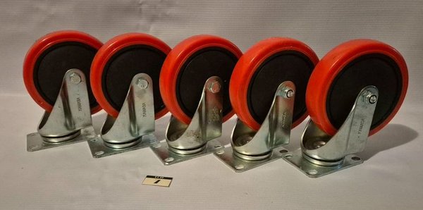 Ruedas giratorias de poliuretano y metal de 5 pulgadas - imagen 5
