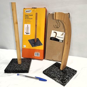 Set de Soporte para Rollo de Cocina y Colgador de Bananas con Base de Mármol - imagen 3